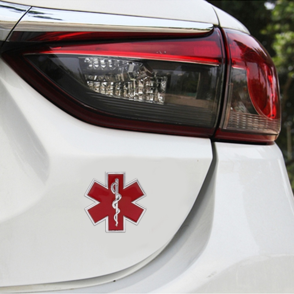 Car Star of Life Personalized Aluminum Alloy Decorative Stickers, Size: 6.5x0.5cm (Red)