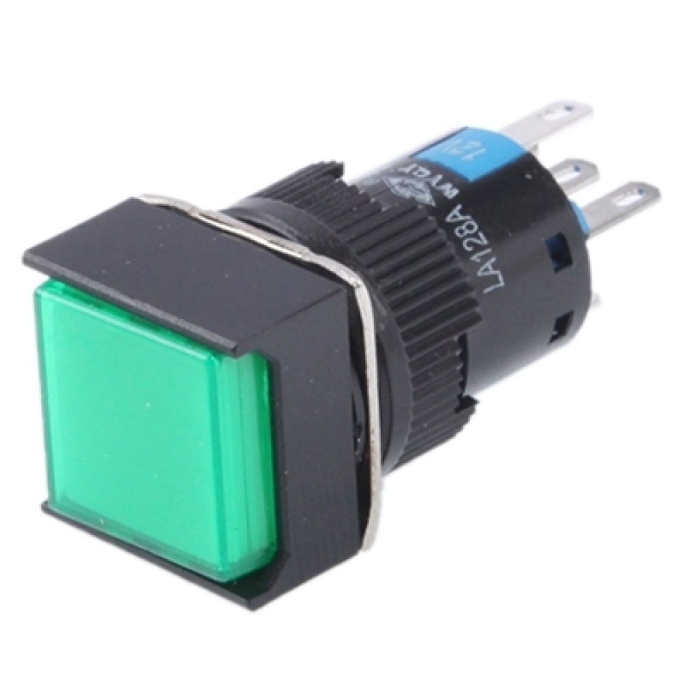 Car DIY Square Button Push Switch with LED Indicator, DC 24V(Green) - Image 2