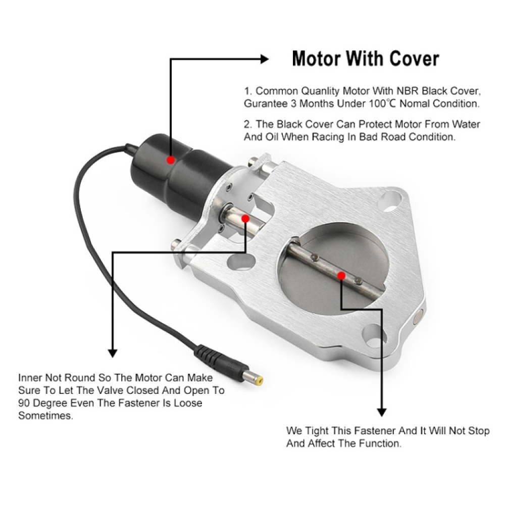 Universal Car 2.5 inch Stainless Steel Racing Electric Exhaust Cutout Valves Control Motor Kit - Image 3