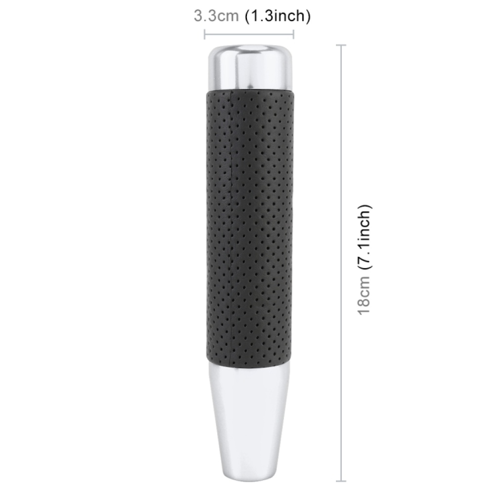 Metal Leather Long Column Car Shift Knob, Size: 18x3.3cm (Silver) - Image 2