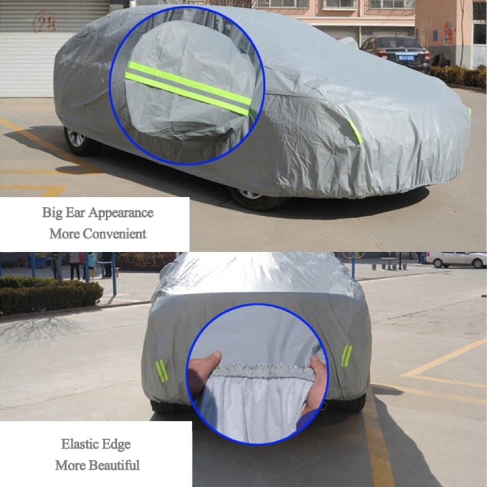 PEVA Waterproof Sun Protection Car Cover Dustproof Rain Snow Protect Cover Car Covers with Warning Strips for Smart, Fits Cars up to 2.7m in Length - Image 3