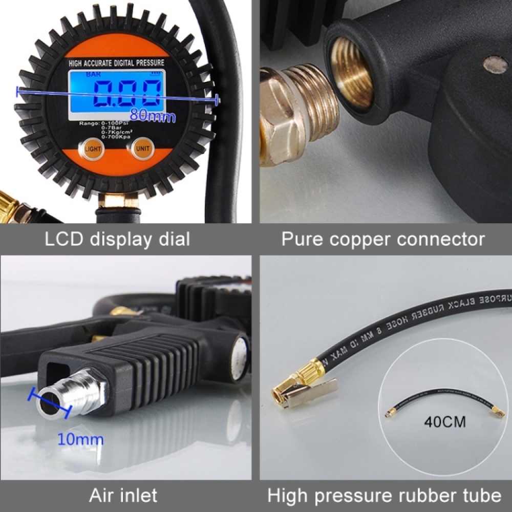 Car Digital LCD Display Tire Air Pressure Inflator Gauge Vehicle Tester Inflation Monitoring - Image 3