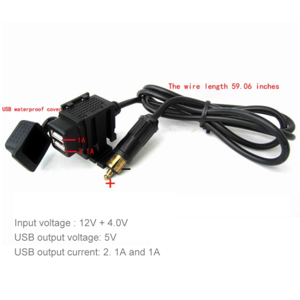 12-24V 2.1A Motorcycle Dual USB Mobile Phone Car Charger, EU Plug - Image 3