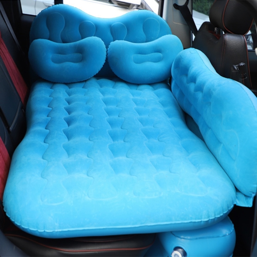 Universal Car Travel Inflatable Mattress Air Bed Camping Back Seat Couch with Head Protector + Wide Side Baffle (Baby Blue) - Image 2