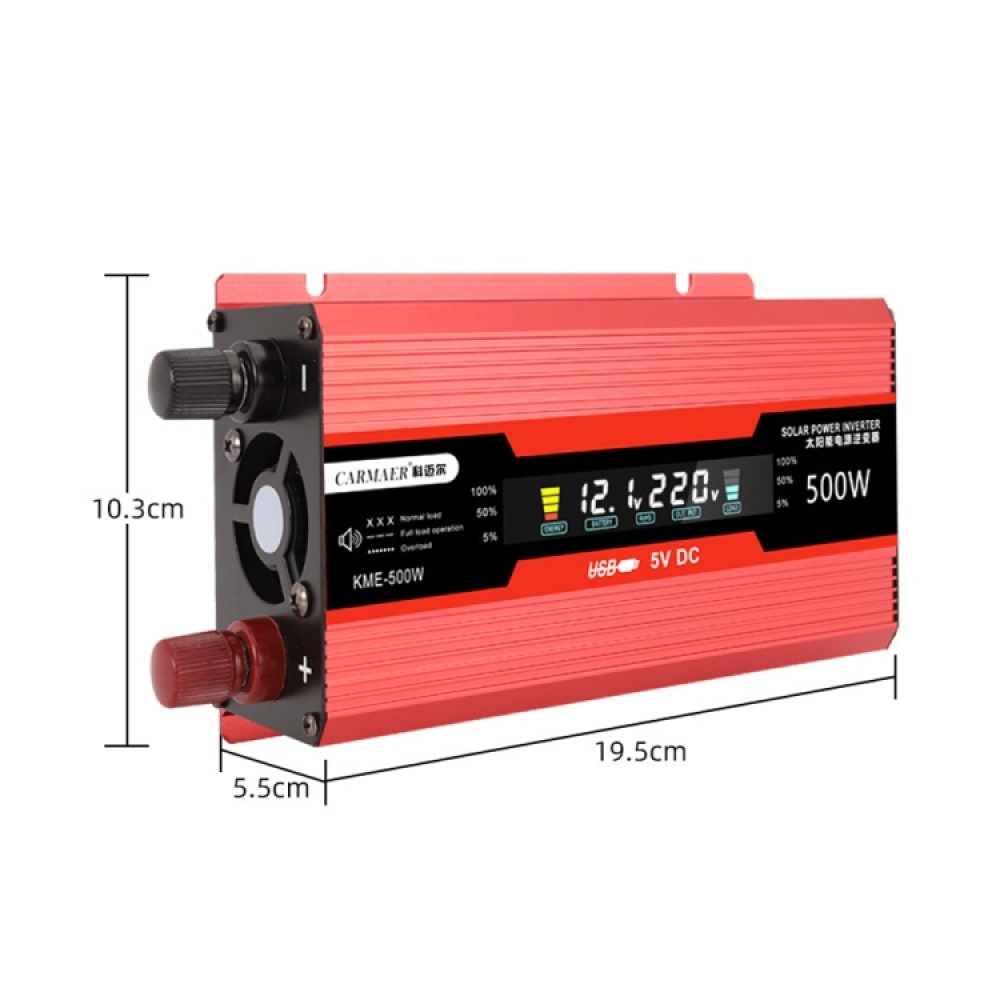 Carmaer US Plug 12V to 110V 500W Car LCD Display Inverter Household Power Converter - Image 2