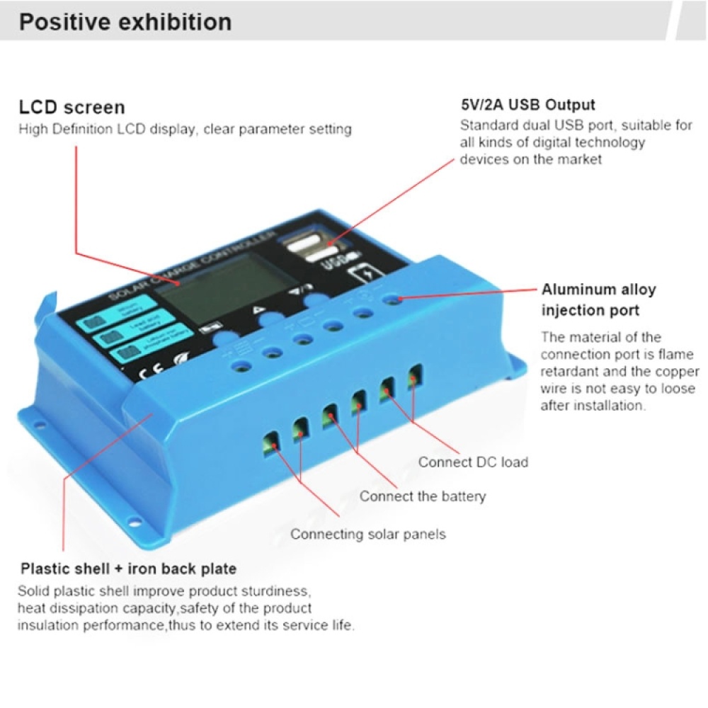 30A Solar Charge Controller 12V / 24V Lithium Lead-Acid Battery Charge Discharge PV Controller - Image 3