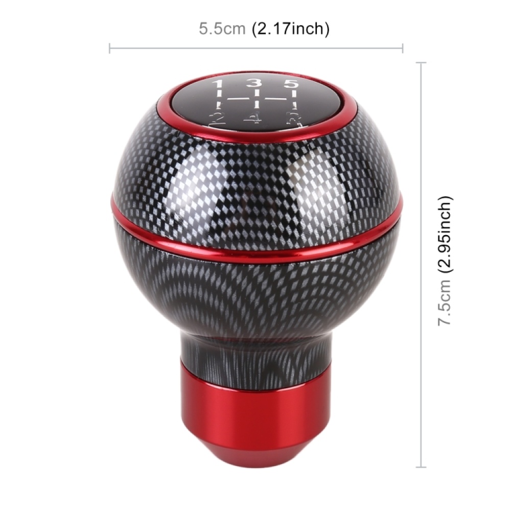 Universal Car Carbon Fiber Texture Metal Gear Shift Knob (Red) - Image 2