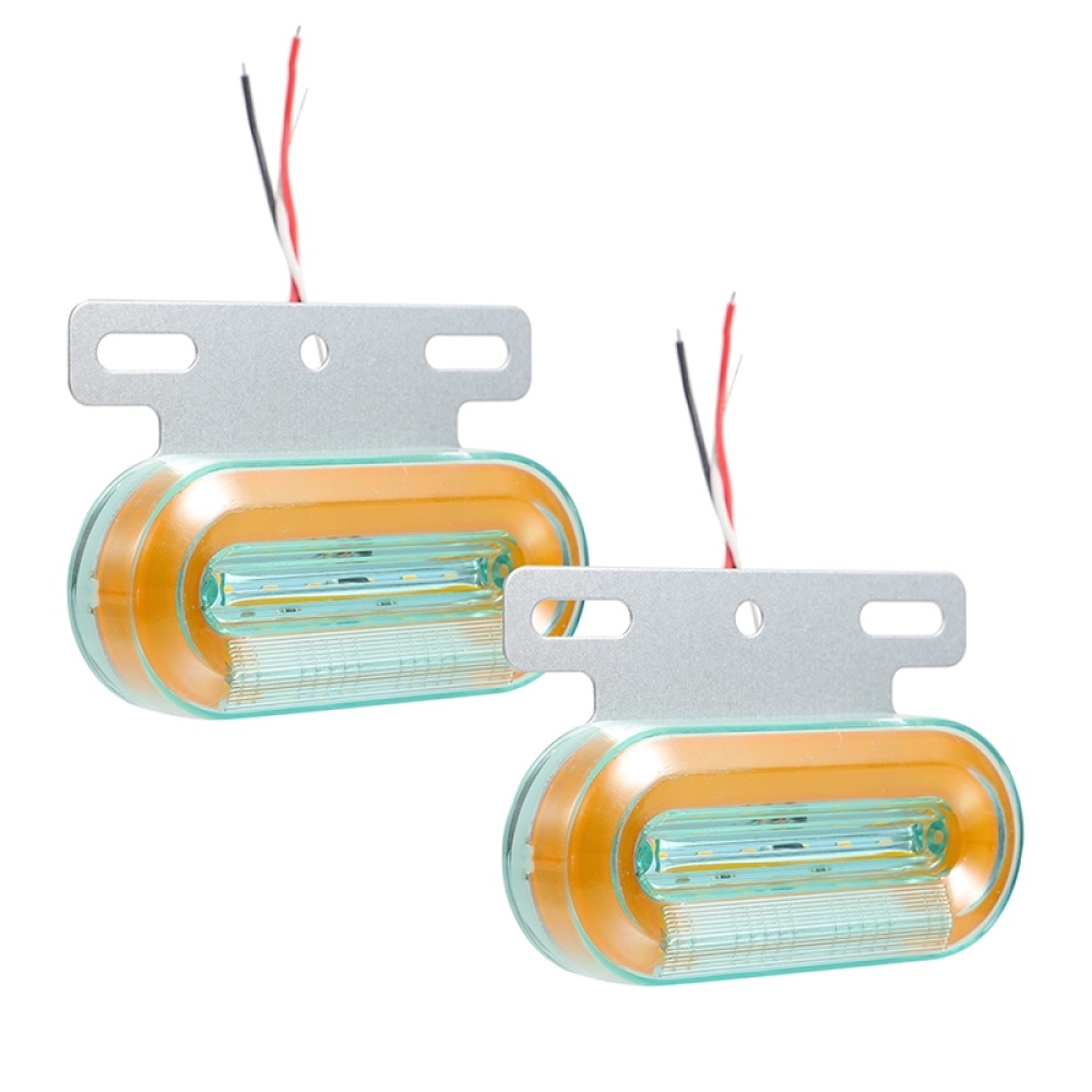 2 PCS 24V 12LED Car Oval Side Lamp (Yellow Light) - Image 2