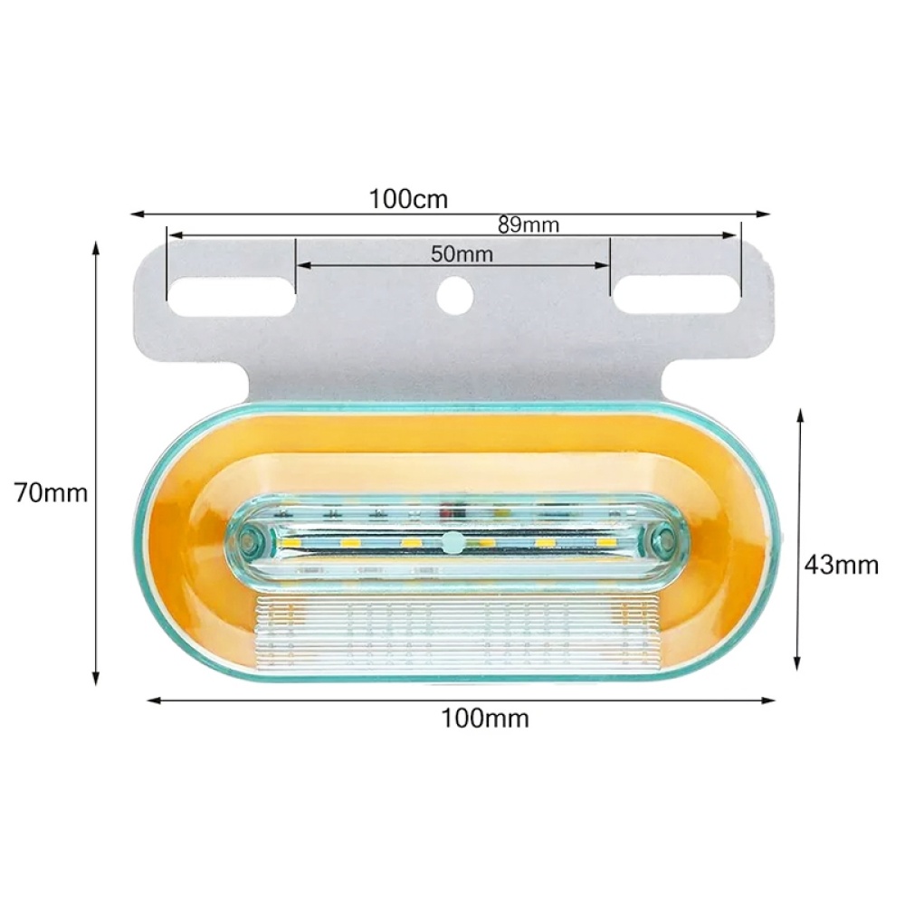 2 PCS 24V 12LED Car Oval Side Lamp (Yellow Light) - Image 3