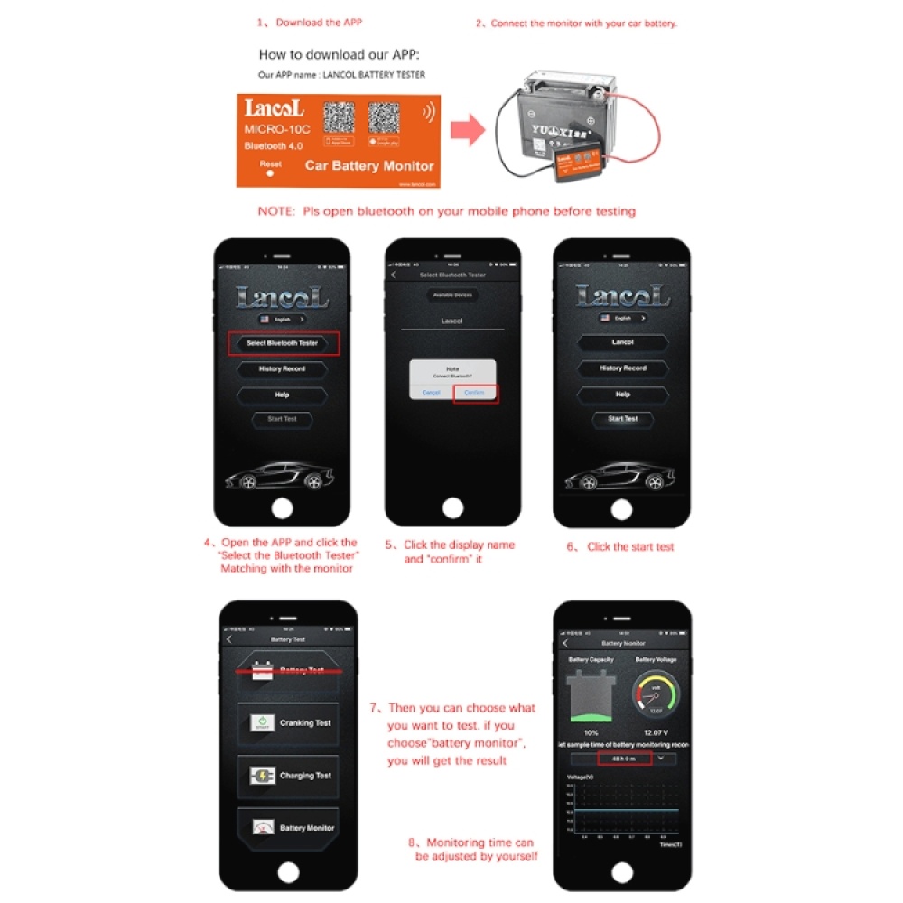 MICRO-10C 12V Bluetooth 4.0 Car Battery Tester - Image 3