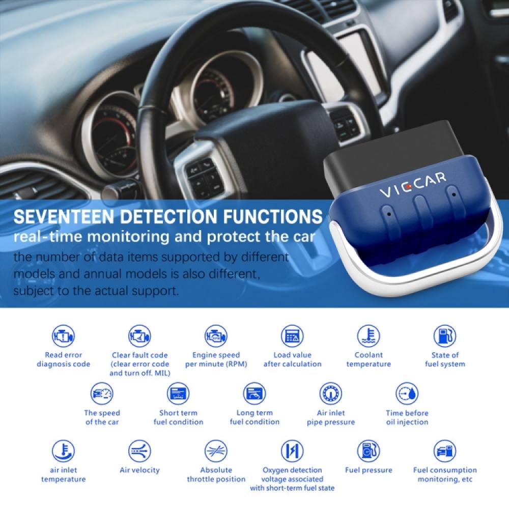 Viecar VP005 Car Mini OBD Fault Detector V2.2 Bluetooth Diagnostic Tool with 25K80 327 - Image 3