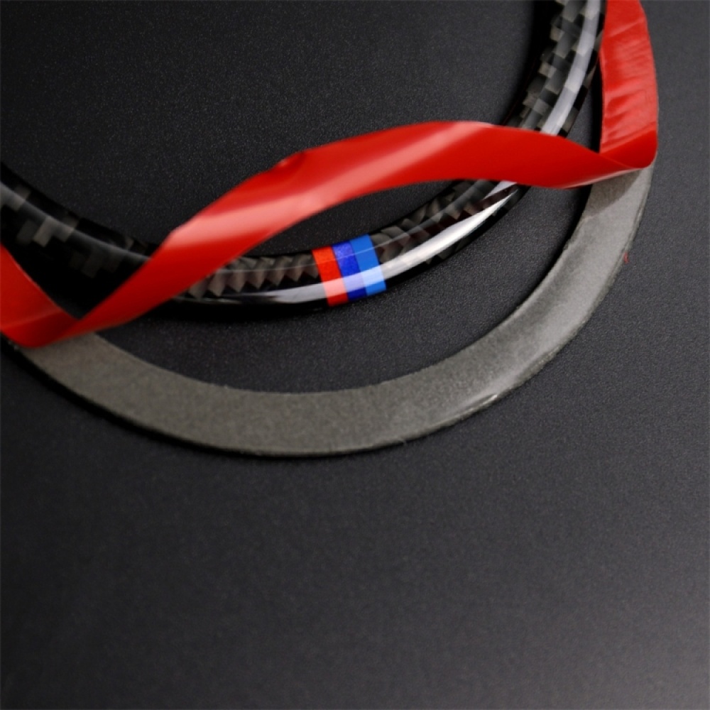 Three Color Carbon Fiber Car Horn Circle Decorative Sticker for BMW E90 / E84 / 320i / 325i - Image 2