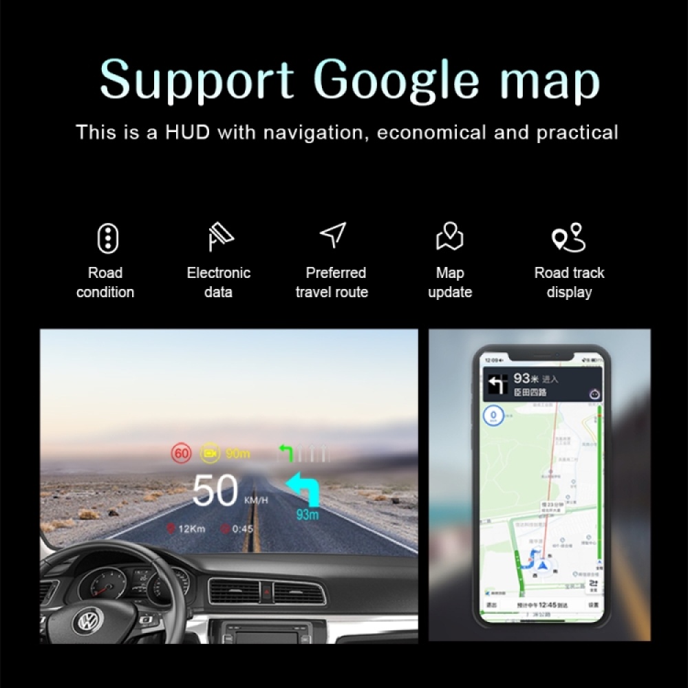 C1 OBD2 + GPS Mode Car HUD Head-up Display Compass / Speed / Water Temperature / Voltage Display / Speed / Fault Alarm / Navigation Function - Image 3