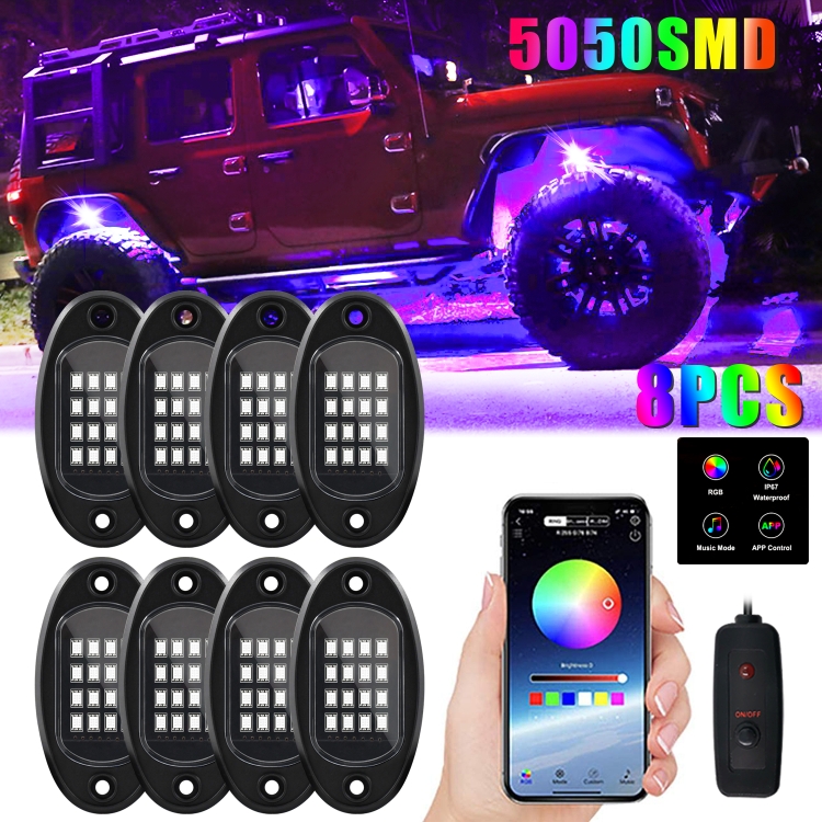 8 in 1 DC12V Car Mobile Phone Bluetooth APP Control RGB Symphony Chassis Light with 16LEDs SMD-5050 Lamp Beads - Image 2