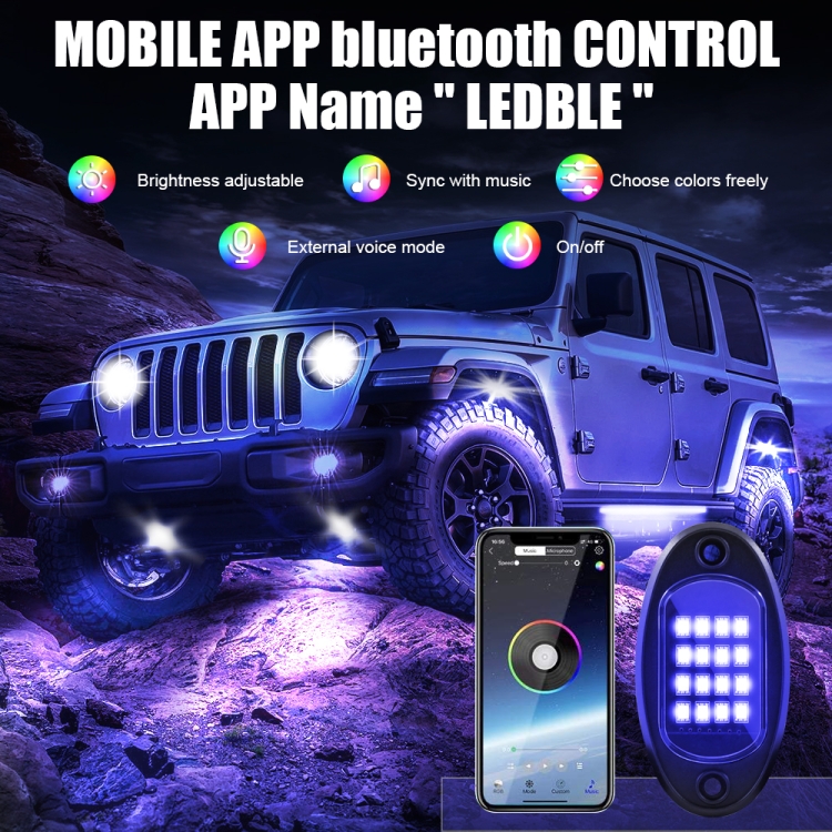 8 in 1 DC12V Car Mobile Phone Bluetooth APP Control RGB Symphony Chassis Light with 16LEDs SMD-5050 Lamp Beads - Image 3