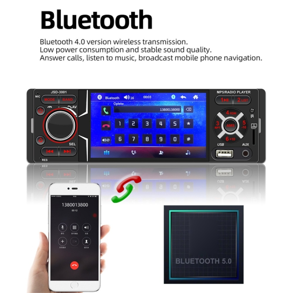 JSD-3001 HD 4 inch Car Stereo Radio MP5 Player Audio Player FM Bluetooth USB / TF AUX - Image 3