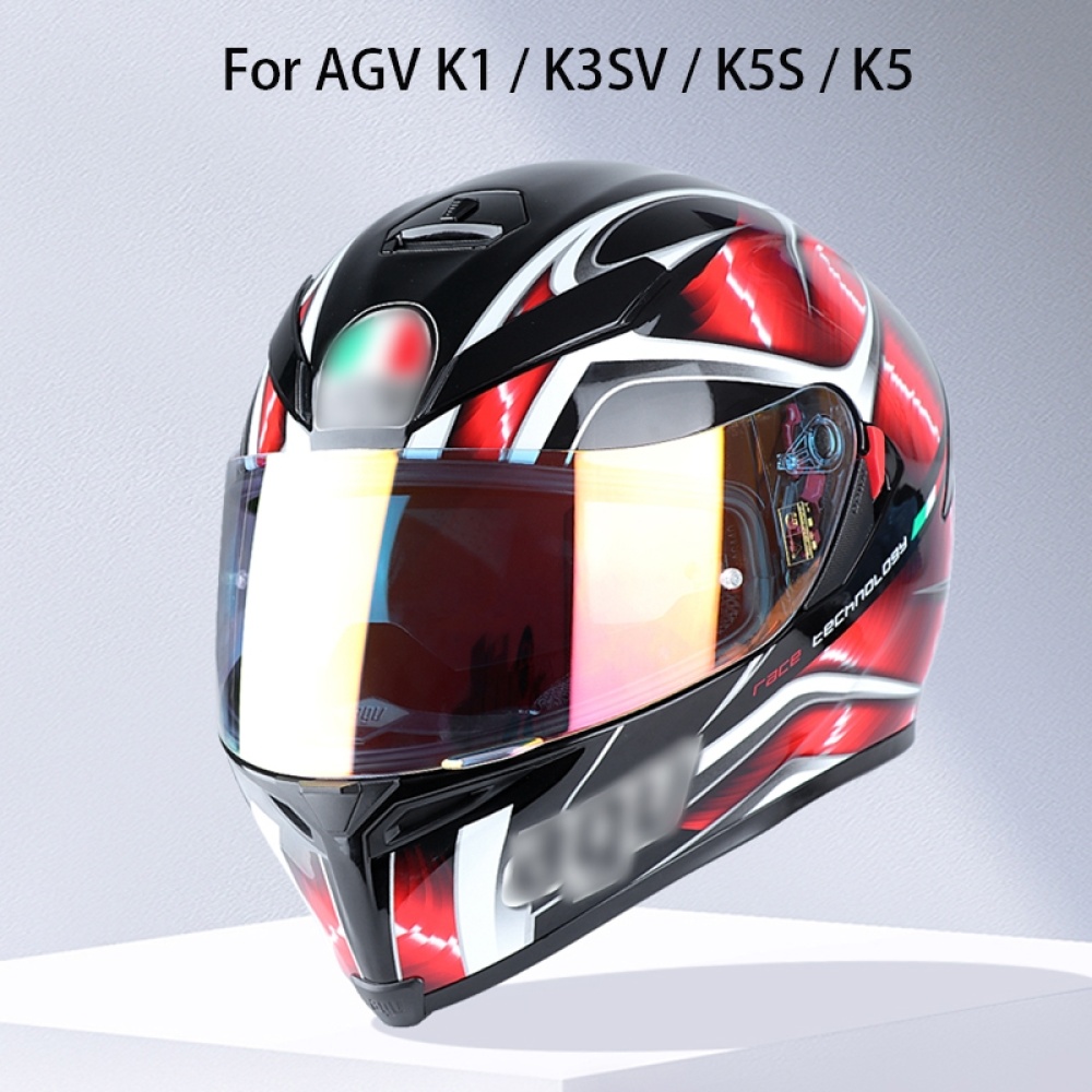 Motorcycle Helmet Visor Anti-UV Wind Shield Lens For AGV K1 / K3SV / K5(Aurora Red) - Image 2