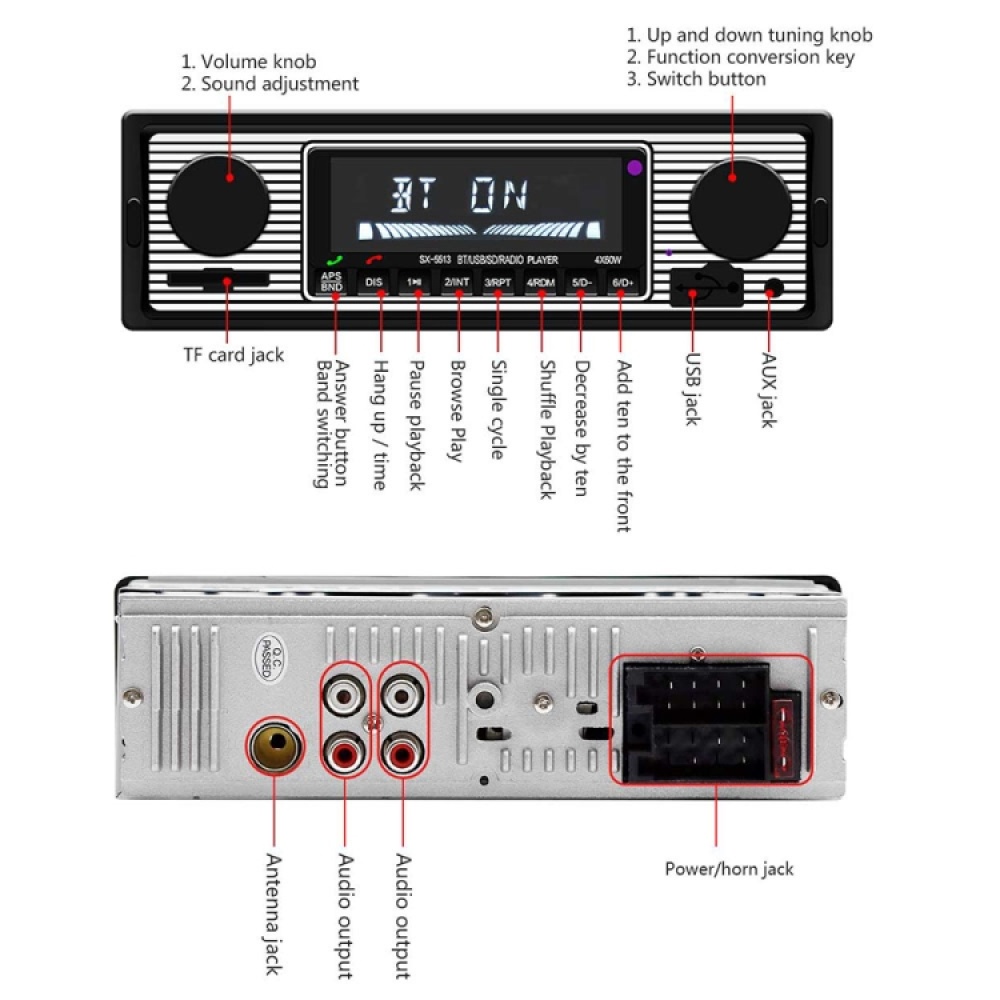 SX-5513 Car LCD Bluetooth 12V MP3 Player, Support FM / TF / U Disk - Image 2