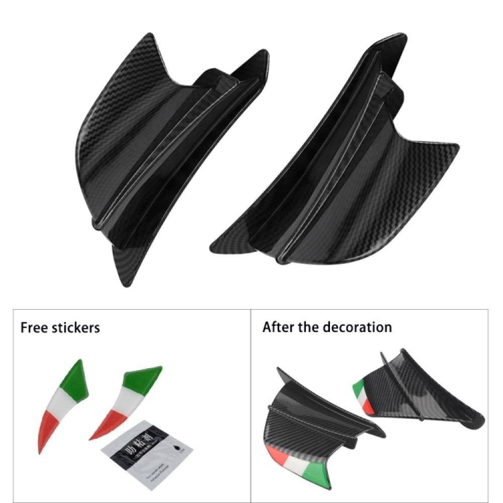 Motorcycle Winglet Aerodynamic Wing Kit Spoiler, Style:Glossy Carbon - Image 2