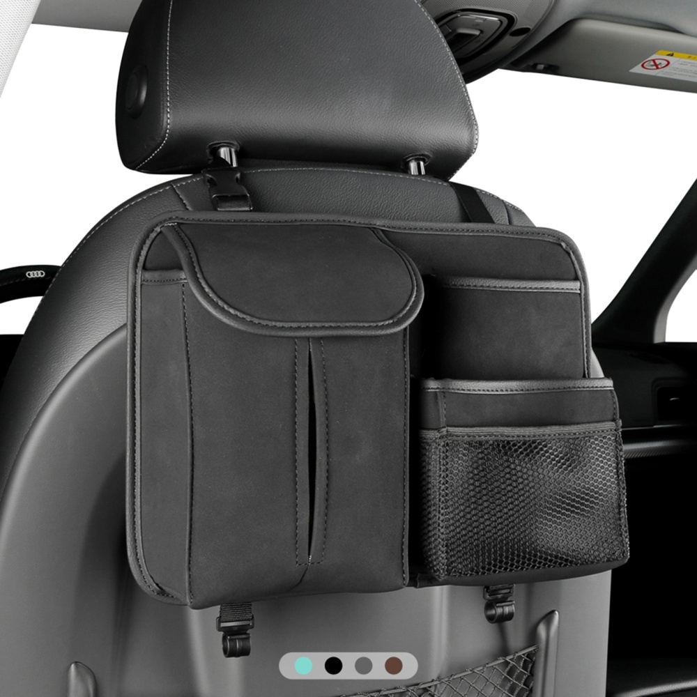 Car Seat Back Hanging Bag Sheepskin Leather Storage Bag With Hook(Grey) - Image 2