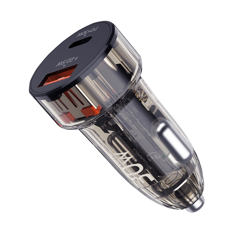 TOTU DCCPD-015 Ming Series 30W USB + Type-C Fast Charging Car Charger(Black)