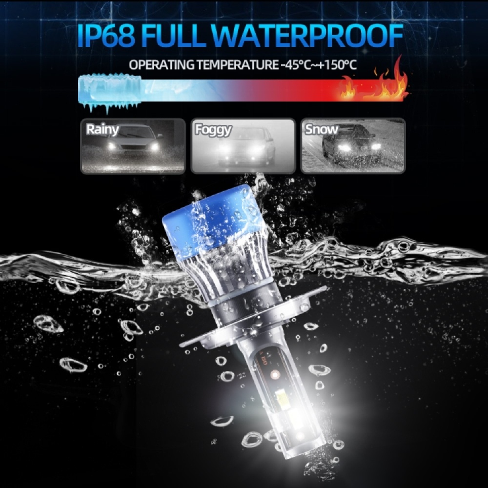 Q2 1 Pair H4 25W / 3000LM / DC9-36V / 6000K IP68 Waterproof Car LED Headlight - Image 3