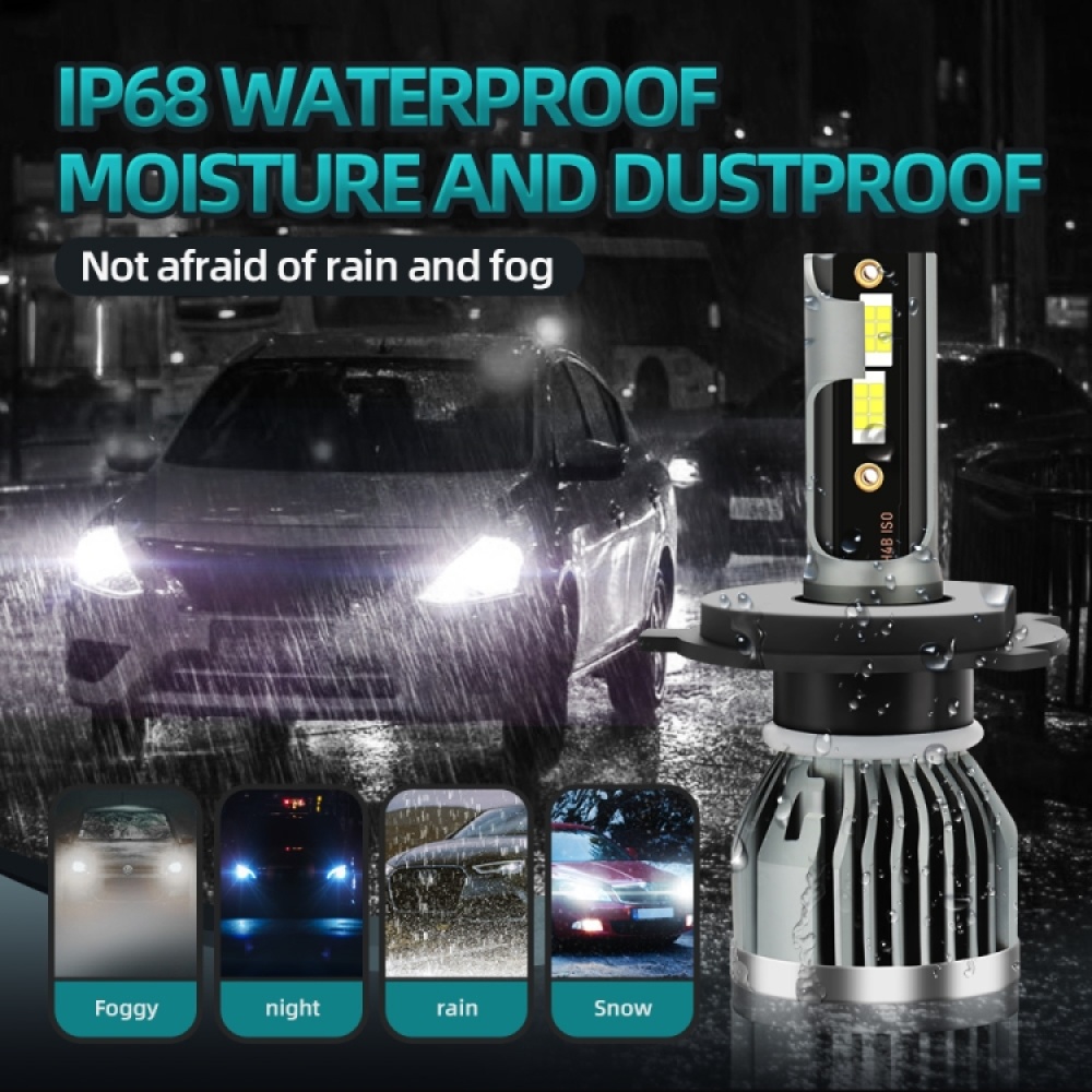 Q3 1 Pair H4 30W / 3000LM / DC9-36V / 6000K IP68 Waterproof Car LED Headlight - Image 3