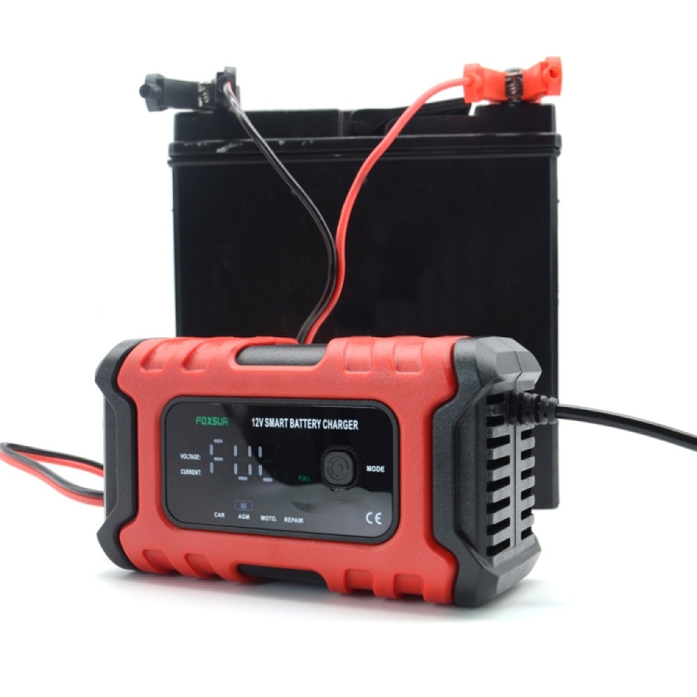 FOXSUR 6A 12V Motorcycle / Car Smart Battery Charger, Plug Type:EU Plug(Red) - Image 2