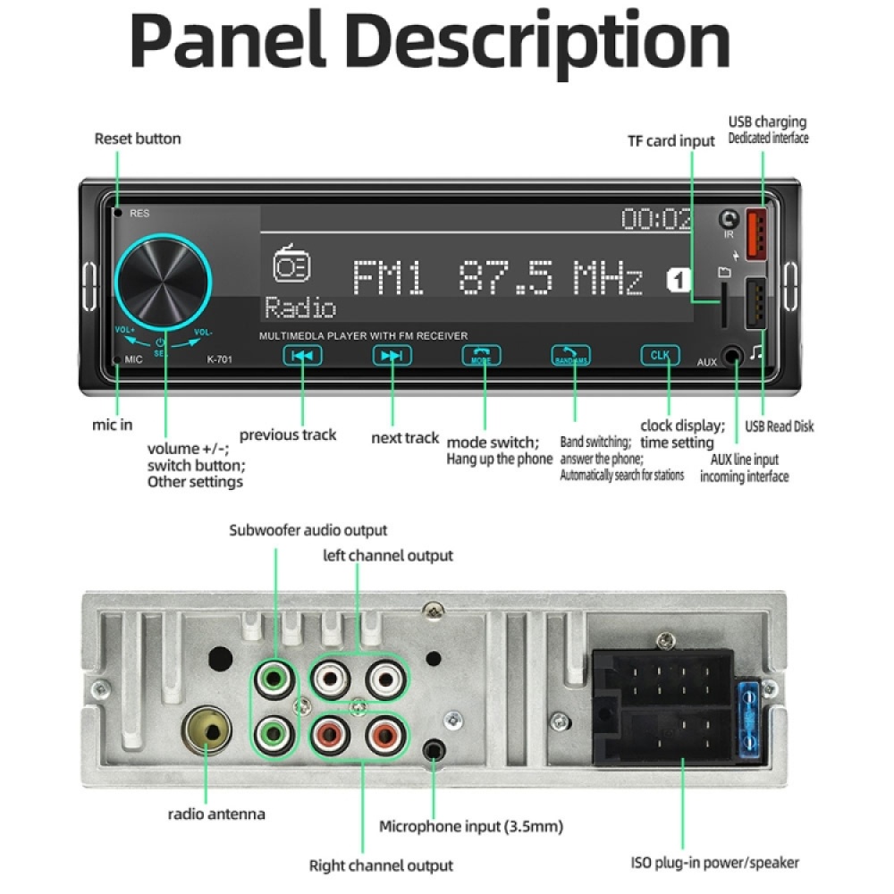 2.5D Touch Screen Car MP3 Player Radio Support Bluetooth Positioning Find Car - Image 3