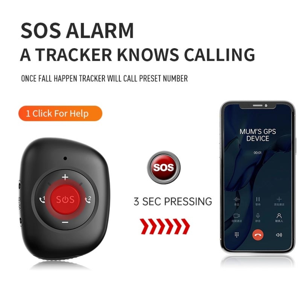 RF-V50 IP67 Waterproof 4G LTE 3G 2G GSM Elderly SOS Button Emergency Alarm GPS Tracker(Red) - Image 3