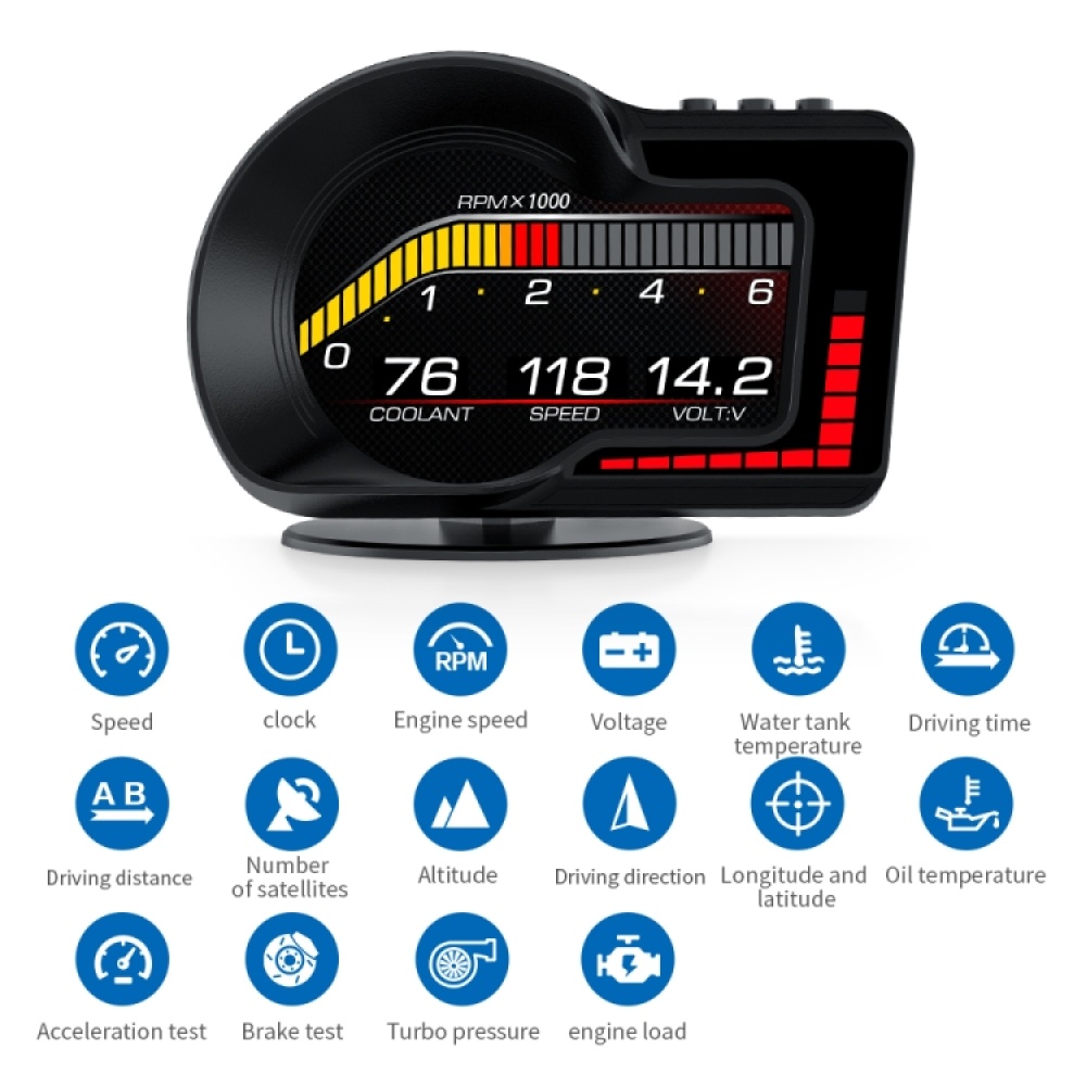 F15 Car High-definition LCD Instrument OBD+GPS HUD Head-up Display - Image 2