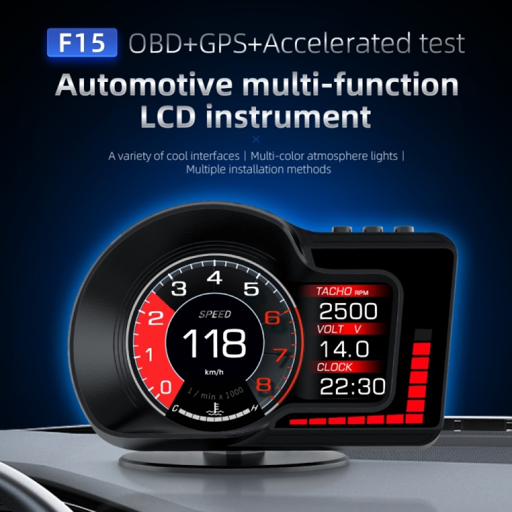 F15 Car High-definition LCD Instrument OBD+GPS HUD Head-up Display - Image 3