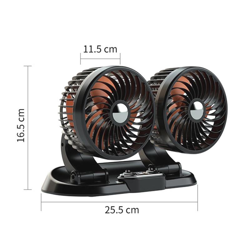 F622U Car Creative Folding Rotatable Double Head Electric Cooling Fan with Dual USB Charging Port, Style:24V Cigarette Lighter - Image 2