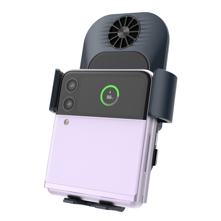 For Samsung Galaxy Z Flip4 / 3 C35 Fan Cooling Dual Coil Car Phone Holder Wireless Charger - Image 3