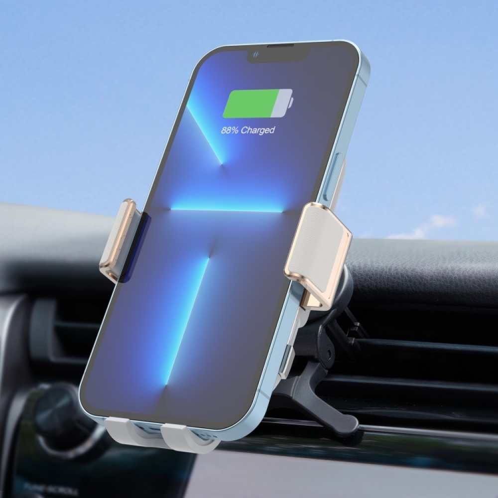 For Samsung Galaxy Z Flip4 / 3 C38 Fan Cooling Dual Coil Car Phone Holder Wireless Charger