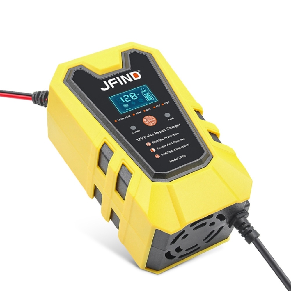 JFIND JF08 12V Mini Car Battery Charger Battery Restoration Instrument(US Plug Yellow) - Image 2