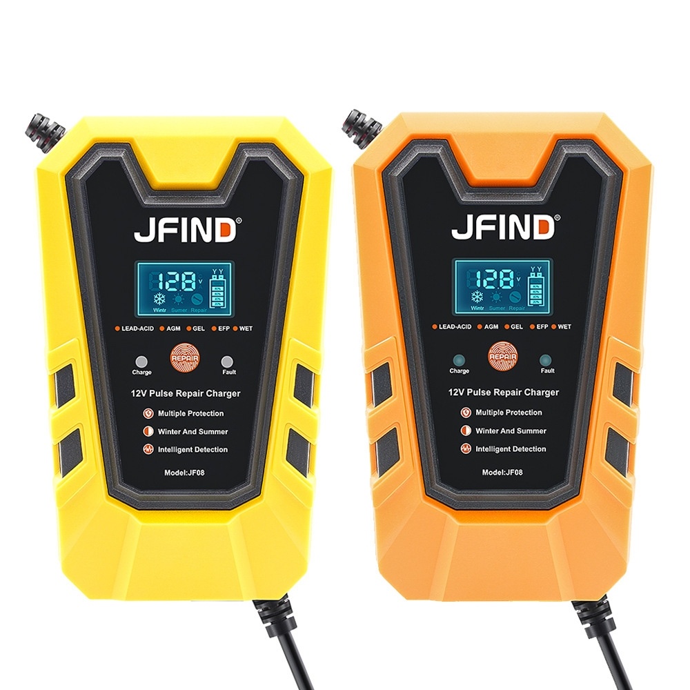 JFIND JF08 12V Mini Car Battery Charger Battery Restoration Instrument(US Plug Yellow) - Image 3