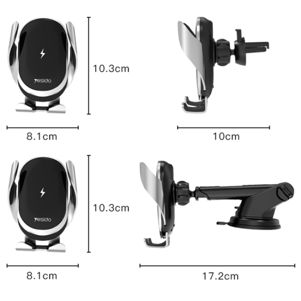 Yesido C78 Car Automatic Clamping 15W Qi Wireless Charger Phone Holder(Black) - Image 3