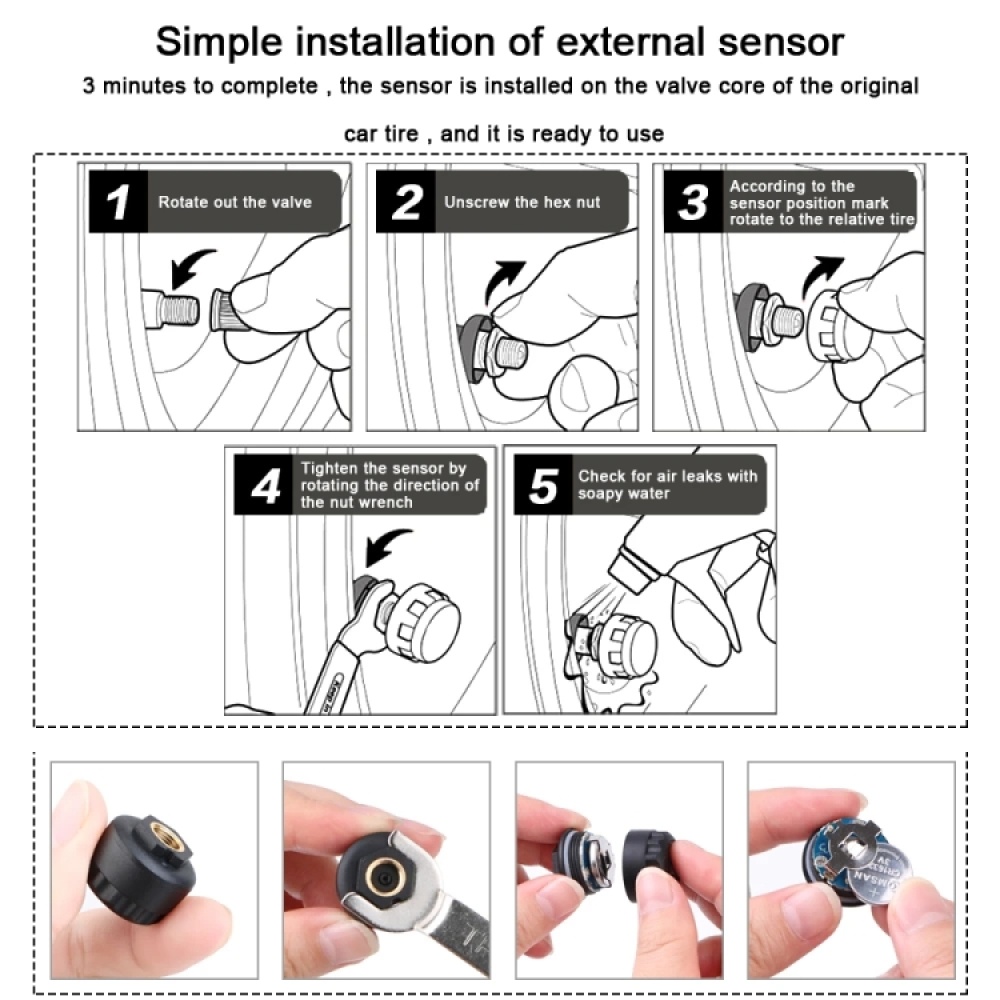 Front Rear Wheel Tire Pressure Temperature Monitoring Sensor(Black) - Image 3