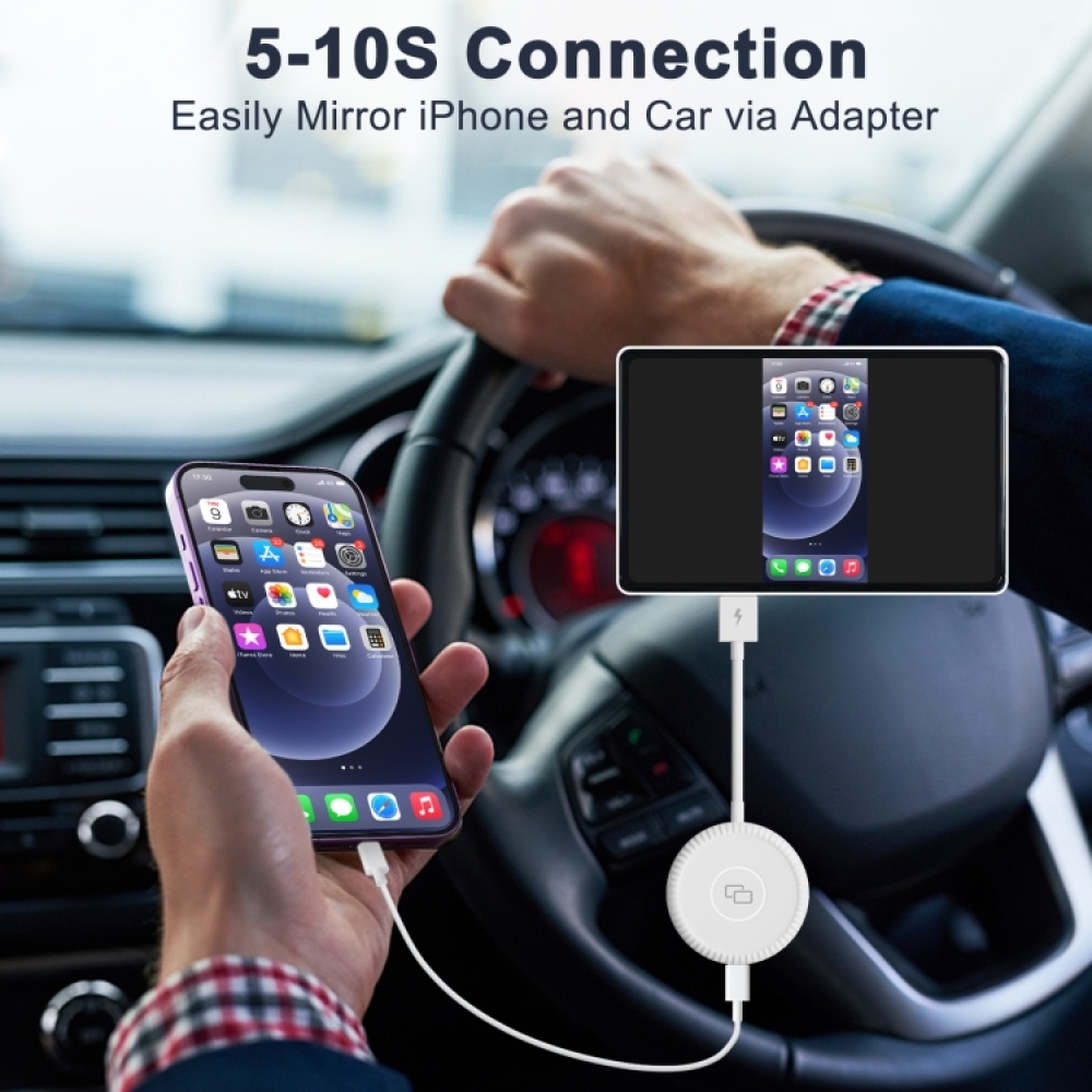 USB-C / Type-C + USB Carplay to Car Mirror Adapter for iPhone(White) - Image 3