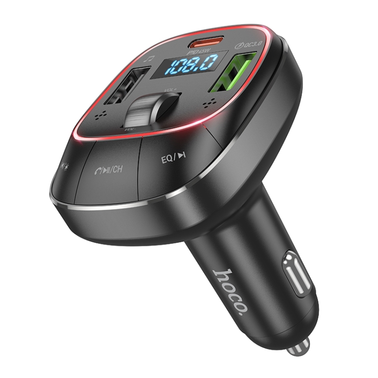 hoco E76 Pole PD30W + QC3.0 Car Bluetooth FM Transmitter(Black)