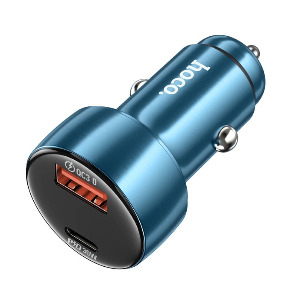 hoco Z50 Leader 48W Dual-port PD30W+QC3.0 Car Charger with Digital Display(Sapphire Blue) - Image 2