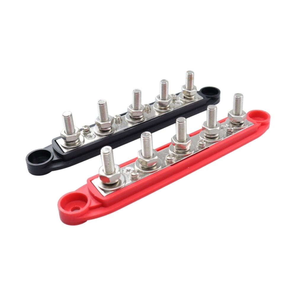 CP-4123 1 Pair RV Yacht M8 Single Row 5-way Power Distribution Block Busbar with Cover(Black + Red) - Image 3