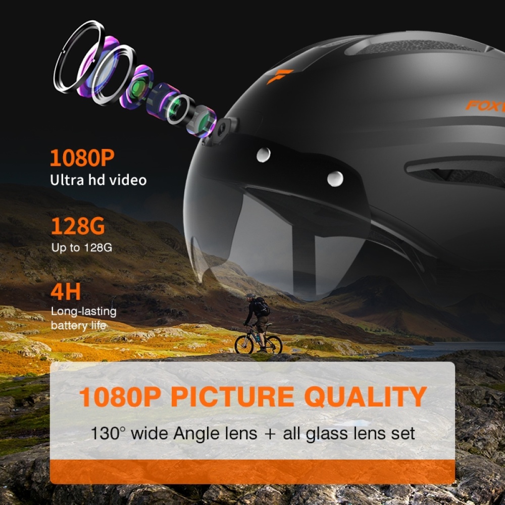 Foxwear V8S 1080P HD Video Recorder Cycling Smart Helmet, Size: 54-58cm(Black) - Image 3