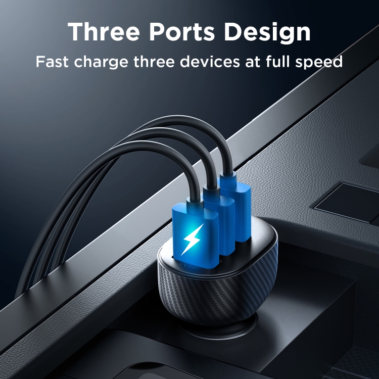 JOYROOM JR-CCD03 3.4A 3 x USB Ports Digital Display Car Charger(Black) - Image 3