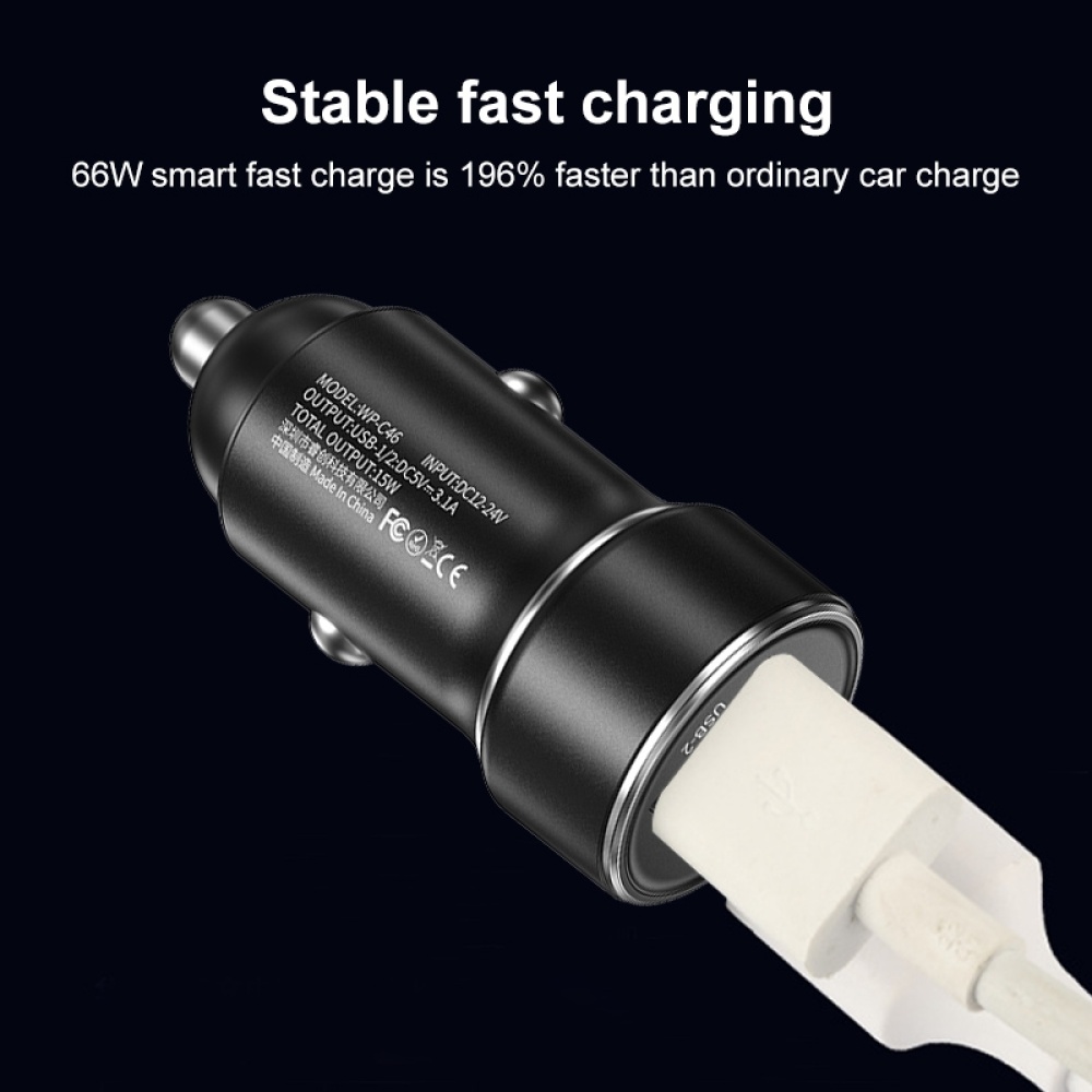 WK WP-C46 Staroad Series Vieyie 15W Dual-USB Car Charger (Black) - Image 2