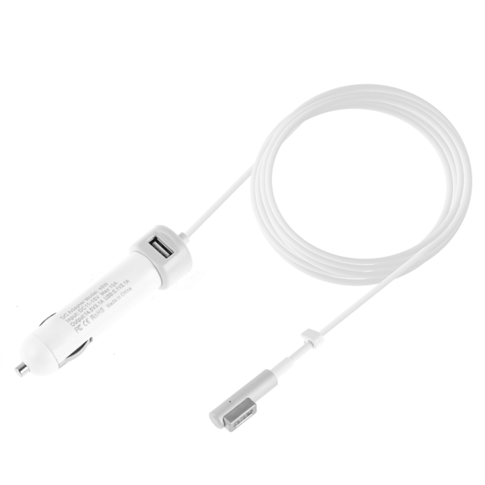 45W 5.1V 2.1A USB Interface Car Charger with 14.5V 3.1A L MagSafe Interface Data Cable(White) - Image 3