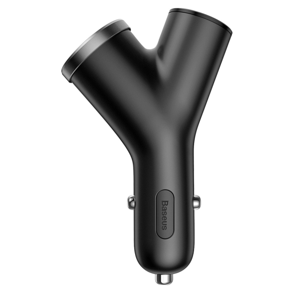 Baseus Y Type Dual USB + Cigarette Lighter Extended Car Charger(Black) - Image 3