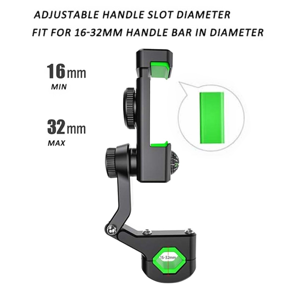 Motorcycle Spherical Compass Phone Holder, Rearview Mirror without Light (Green) - Image 3