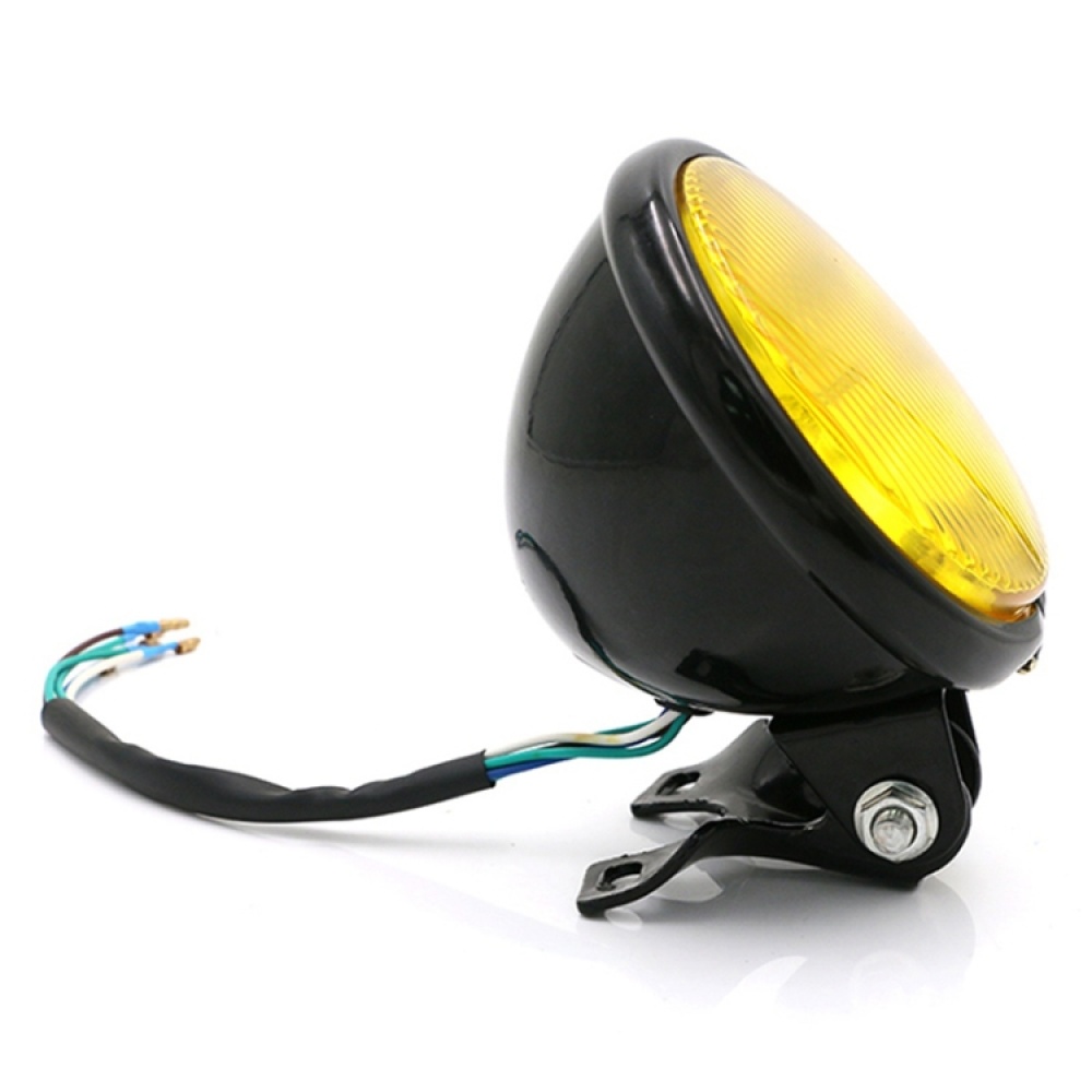 4 inch Motorcycle Black Shell Glass Retro Lamp LED Headlight Modification Accessories(Yellow) - Image 2